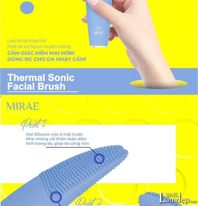 Phần sợi lông Silicone mảnh nhỏ của máy rửa mặt Mirae