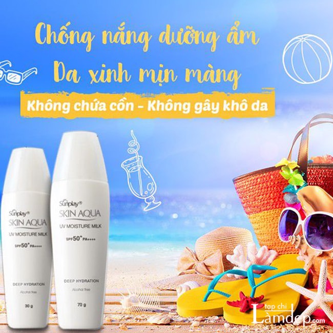 Kem chống nắng Sunplay Skin Aqua UV Moisture Milk không gây khô da