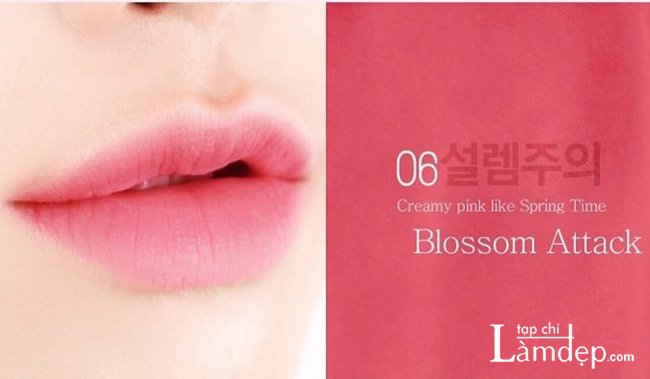 Son BBIA Last Velvet Lip Tint 06 Blossom Attack  hồng san hô
