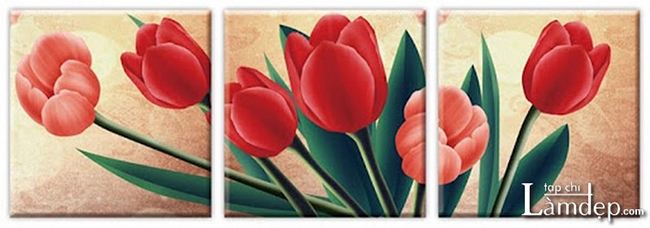Tranh thêu chữ thập hoa tulip
