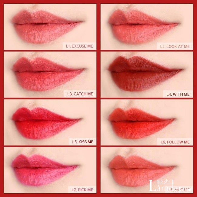 Swatch bảng màu L1-L8 Merzy Another Me The First Lipstick