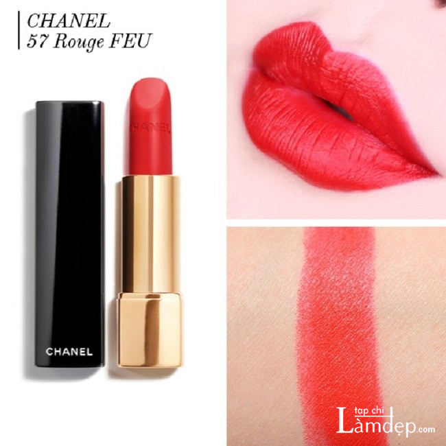 Sắc đỏ cam Chanel 57 Rouge Feu Rouge Allure Velvet