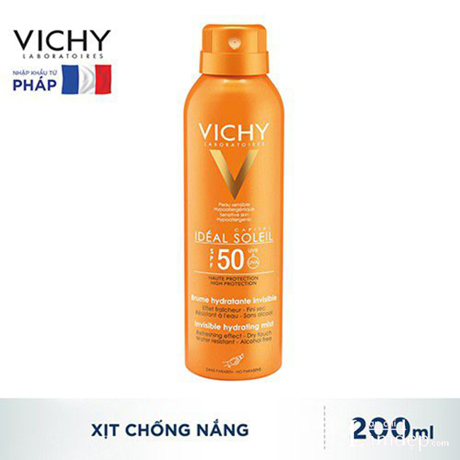 Xịt chống nắng Vichy Ideal Soleil Invisible Hydrating Mist Dry Touch SPF50