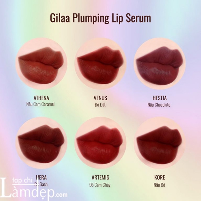 Bảng màu dòng son Gilaa Plumping Lip Serum khiến các nàng đứng ngồi không yên