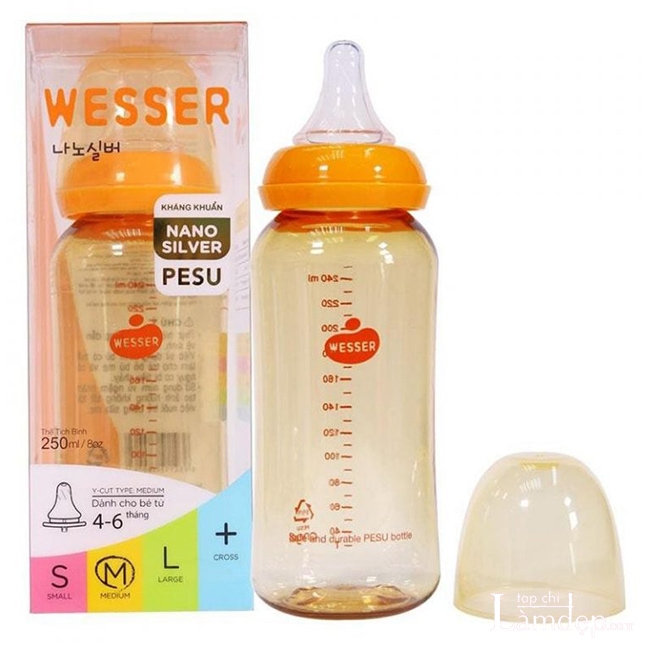 Bình Wesser mới được làm bằng nhựa PESU, không chứa BPA gây hại