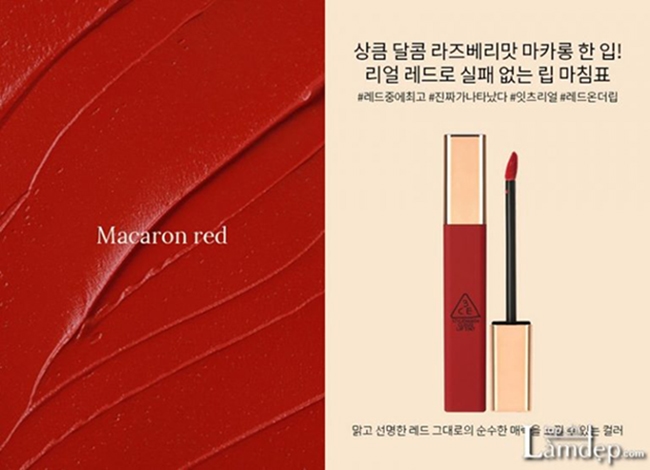 Son 3CE Cloud Lip Tint Macaron Red có thiết kế nổi bật sang chảnh