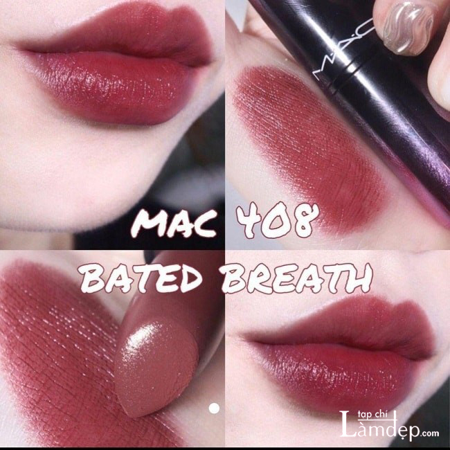 MAC Love Me Lipstick 408 Bated Breath đỏ mận trầm ấm