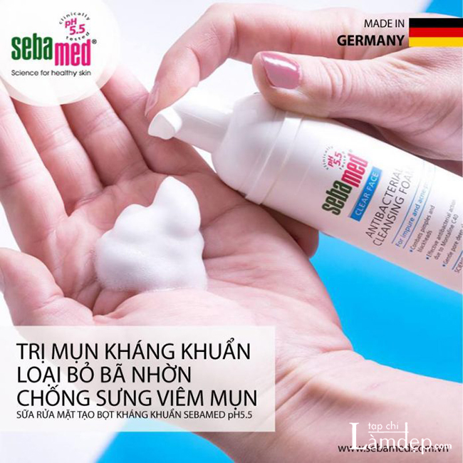 Sữa rửa mặt cho nam Sebamed Clear Face Antibacterial Cleansing Foam pH 5.5