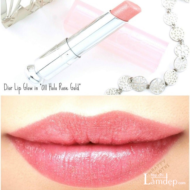 Dior Addict Lip Glow 011 Holo Rose Gold hồng pha ánh nhũ vàng 