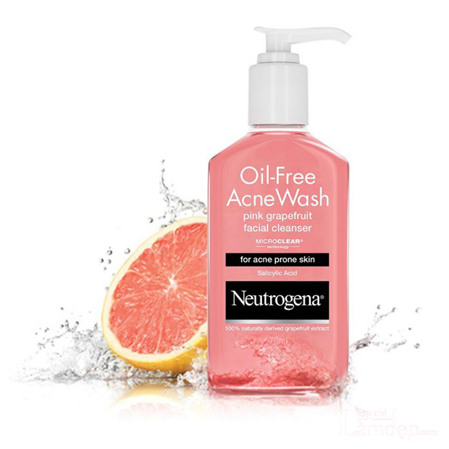 Sữa rửa mặt Neutrogena màu hồng Oil-free Acne Wash Pink Grapefruit Facial Cleanser 